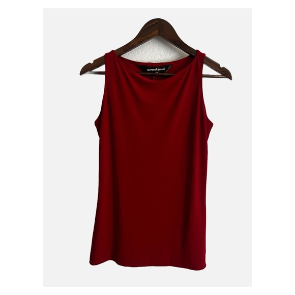 Norma Kamali Classic Boat Neck Stretch Sleeveless Blouse Top Red Medium - Picture 2 of 7